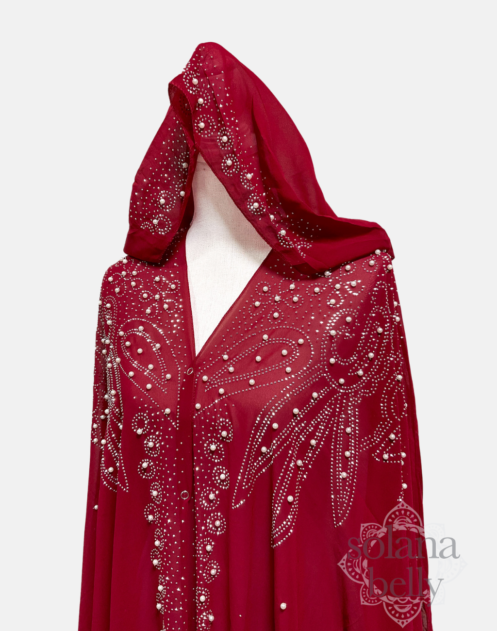 ベリーダンス ガラベーヤ アバヤ シルバー/レッド CS0023RD