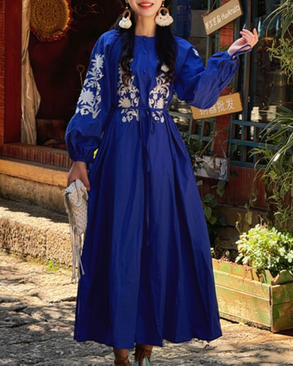 送料無料】ベリーダンス 刺繍 ガラベーヤ ワンピース ブルー AP0100BU 送料無料】ベリーダンス 刺繍 ガラベーヤ ワンピース ブルー AP0100BU