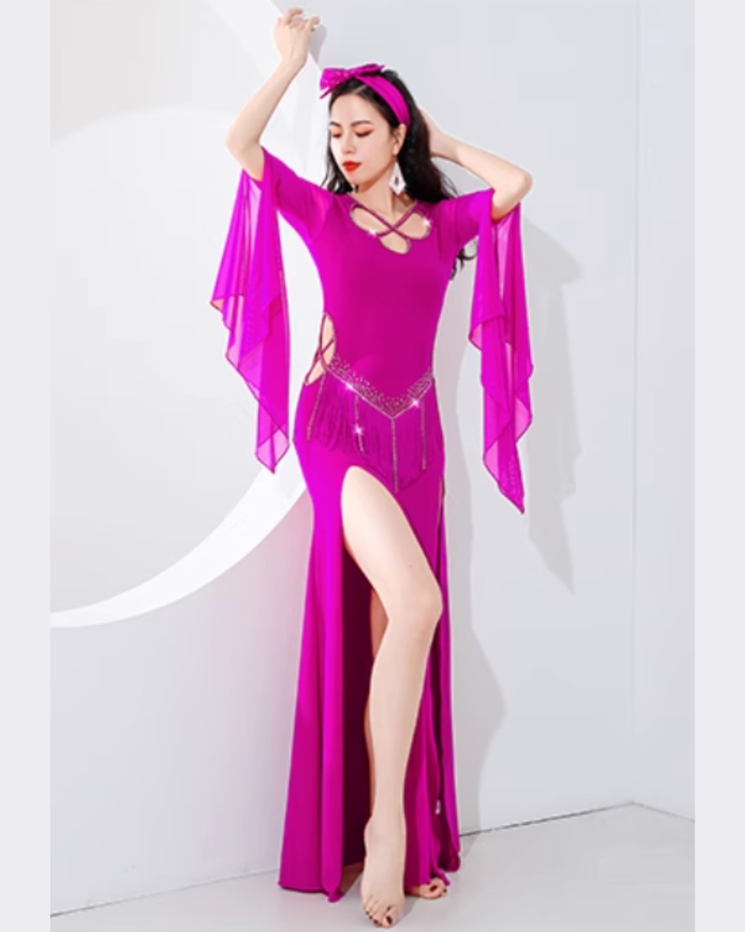 即納 ベリーダンス 衣装 バラディ サイディ サイ―ディー レッスン着にもなるベリーダンス衣装 初心者 ピンク
