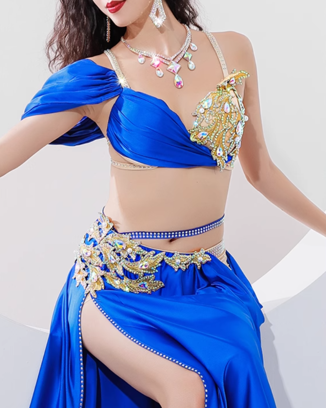即納 ベリーダンス 衣装 オリエンタル ベリーダンス衣装 初心者 セットアップ ブルー solana belly ソラナベリー