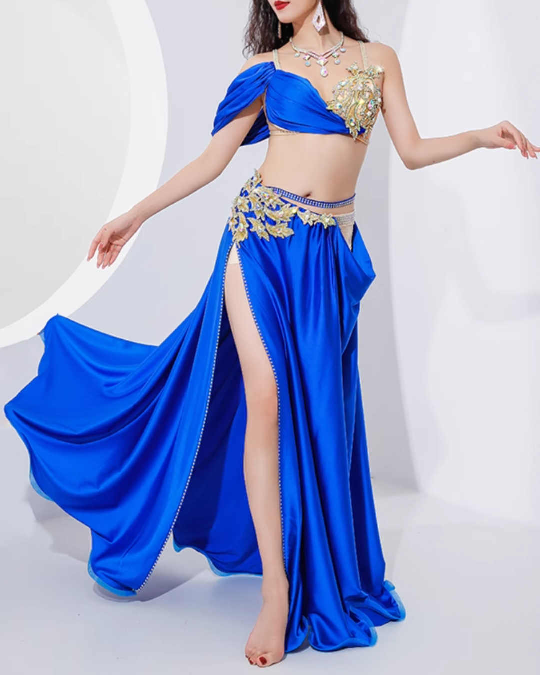 即納 ベリーダンス 衣装 オリエンタル ベリーダンス衣装 初心者 セットアップ ブルー solana belly ソラナベリー