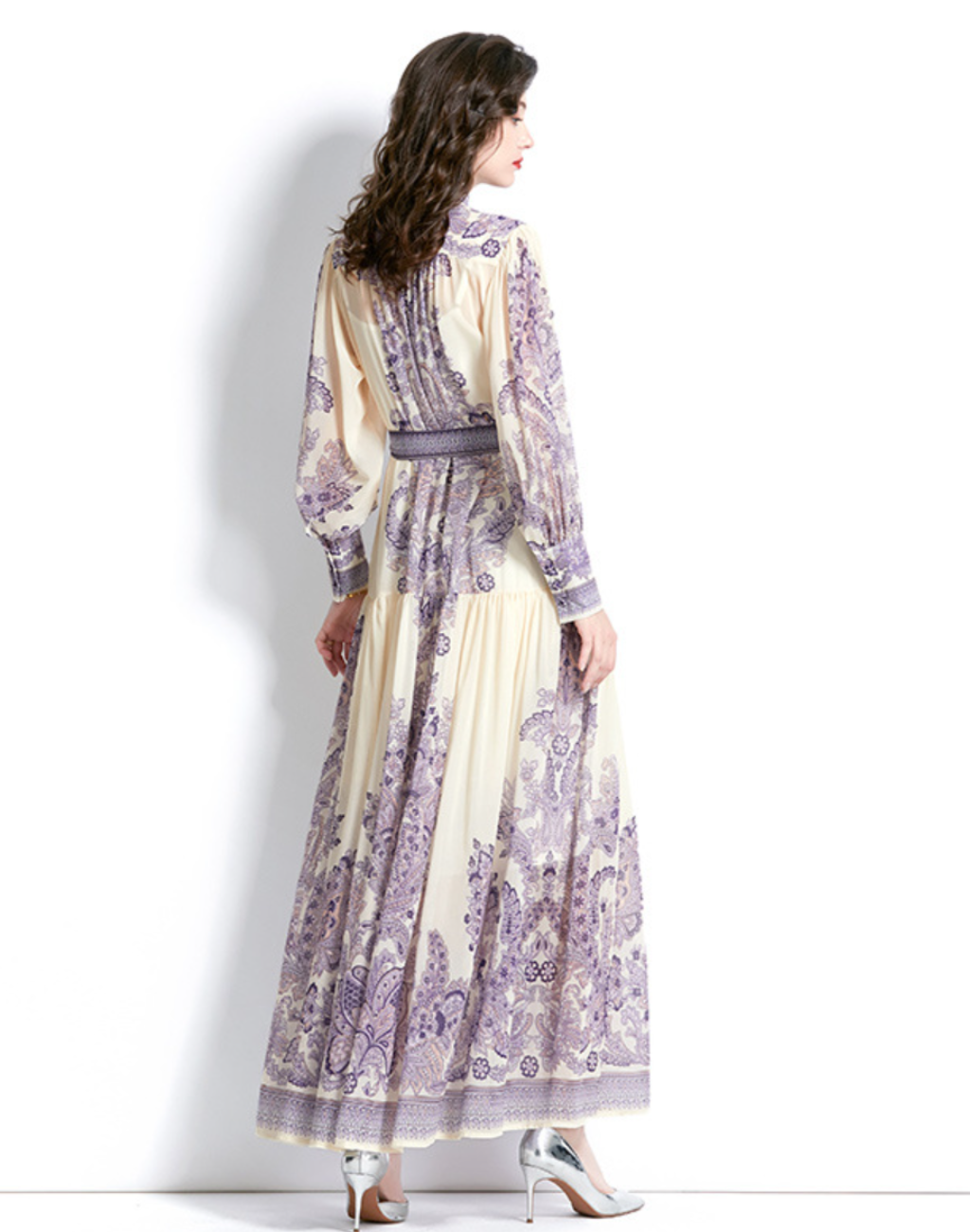 ベリーダンス 前開き ガラベーヤ ワンピース 即納 レッスン着、ベリーダンス衣装の上に羽織れるガラベーヤ パープル ベージュ