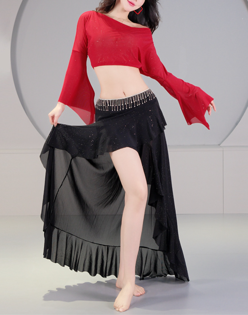 送料無料】深みのあるレッドとブラックの組み合わせ｜ベリーダンス