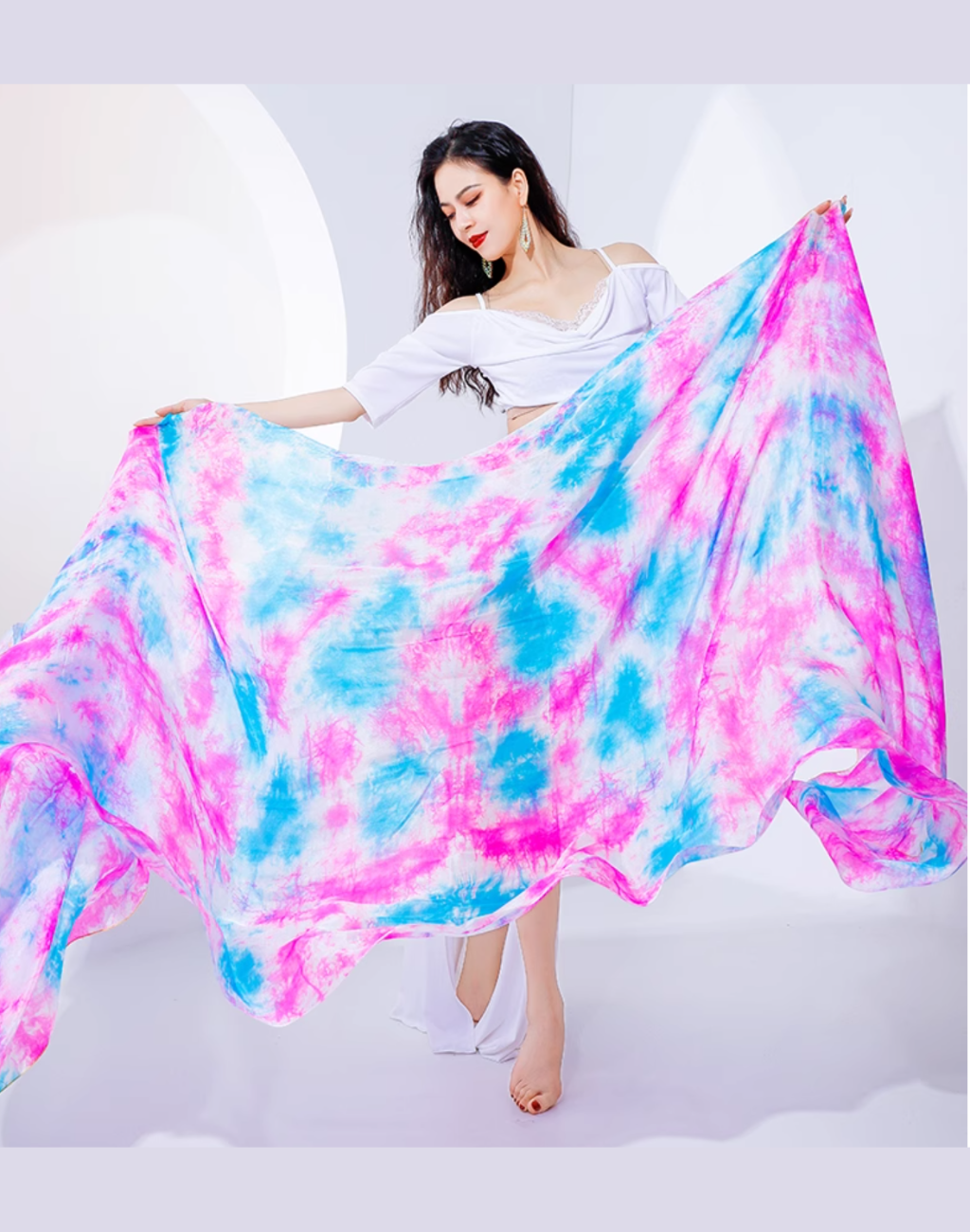 ベリーダンス シルクベール タイダイ ピンク ブルー SV0004