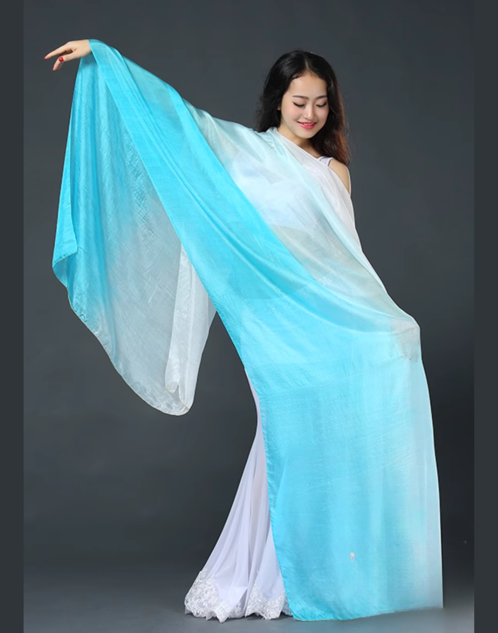 ベリーダンス シルクベール グラデーション ライトブルー SV0007