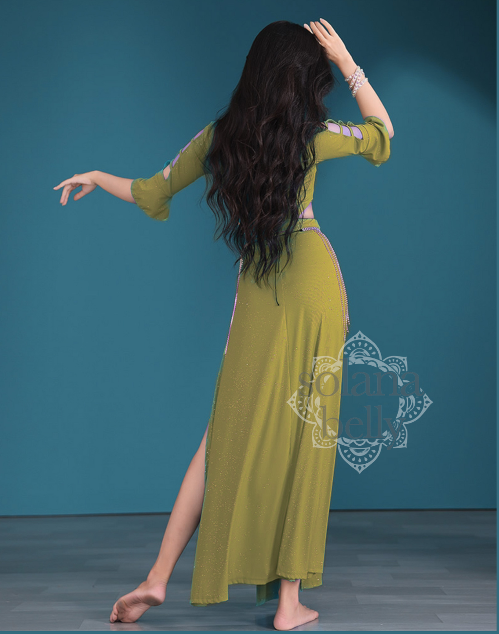 ベリーダンスレッスン着 衣装にもなるベリーダンスレッスンウェア 初心者 即納 トップス&スカート セットアップ おしゃれ 可愛い ピスタチオ グリーン