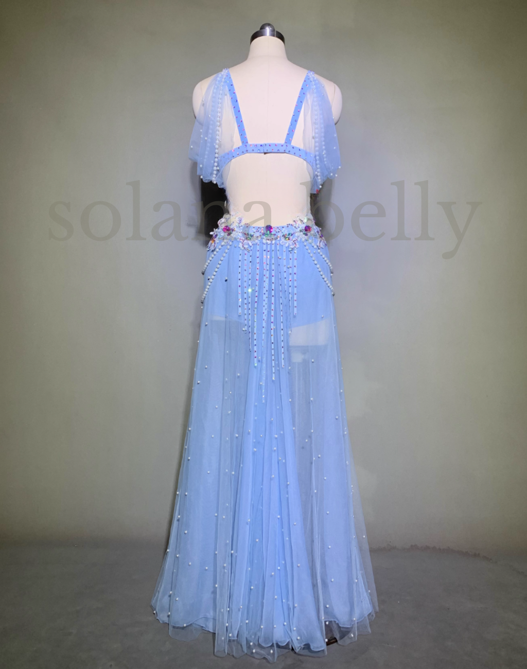 即納 ベリーダンス オリエンタル フリンジ 衣装 ベリーダンス衣装 初心者向け オリエンタル 可愛い セットアップ ブルー