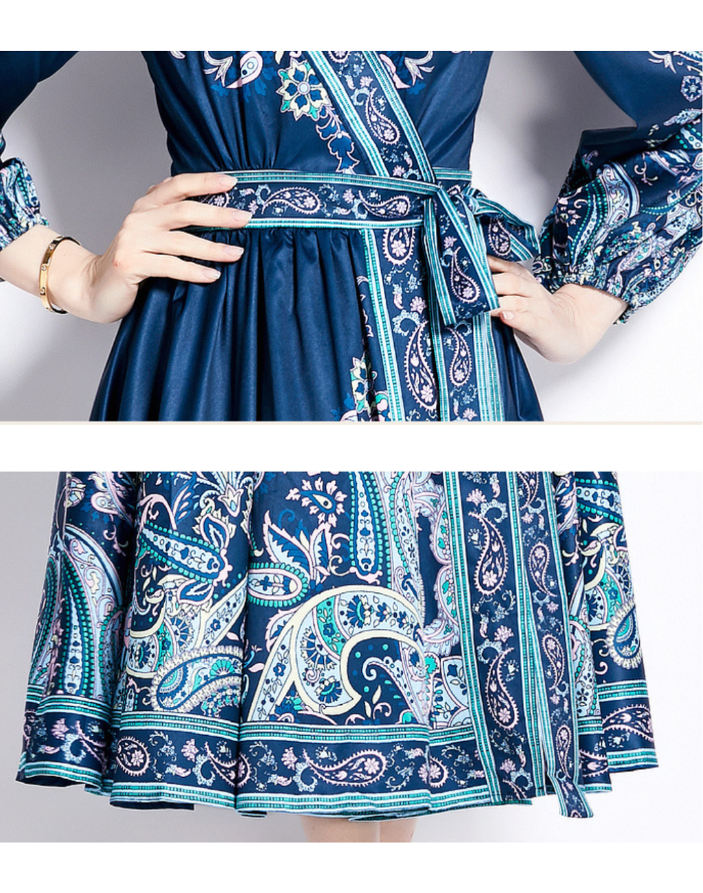 ガラベーヤ ラップワンピース ブルーグリーン AP0134GR