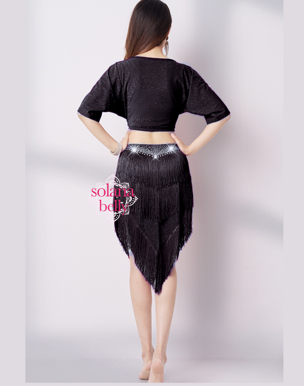 ベリーダンス レッスン着 レッスンウェア フリンジ ブラック LW0127BK