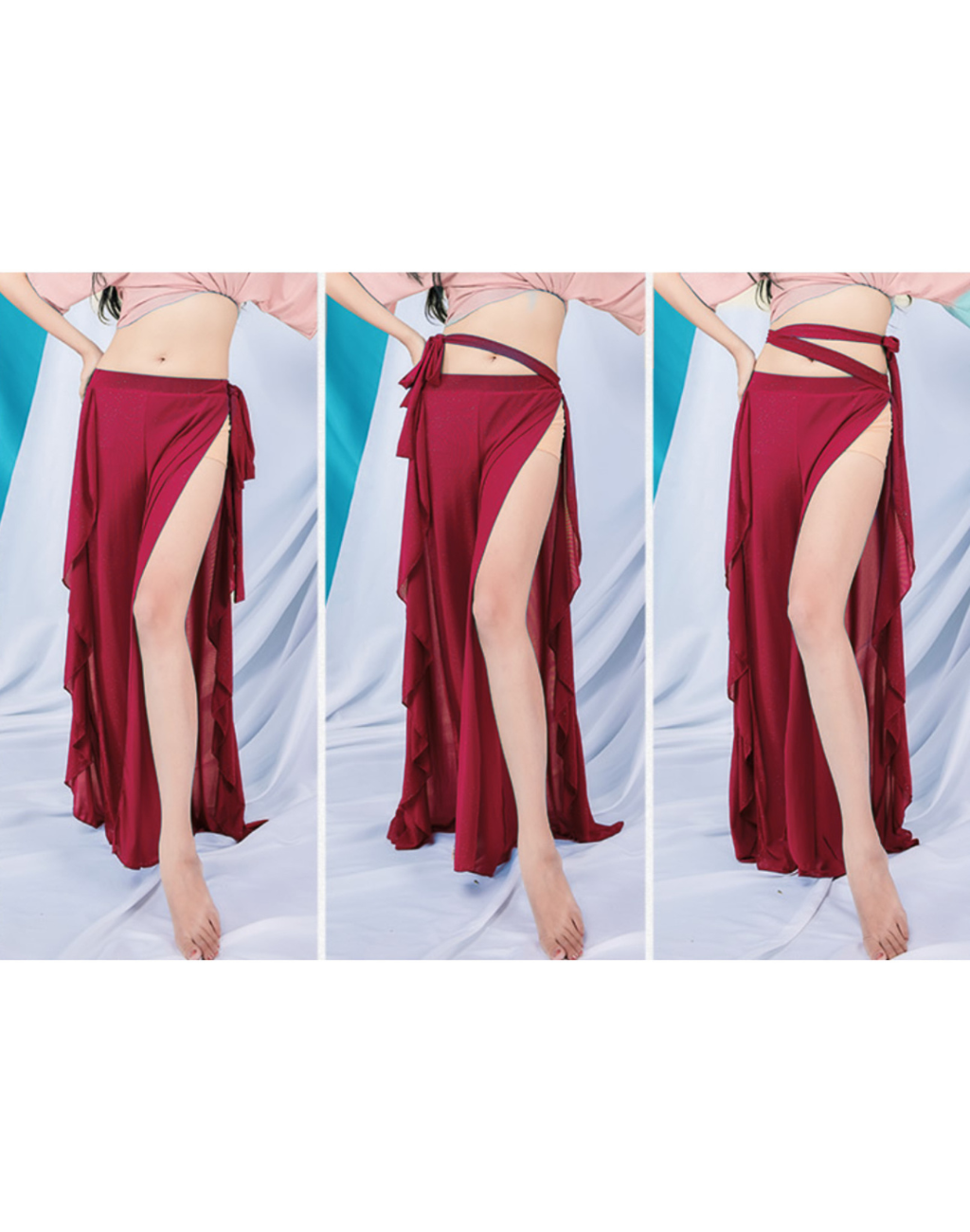 ベリーダンス レッスン着 ワイドパンツ レッド LW0129RD