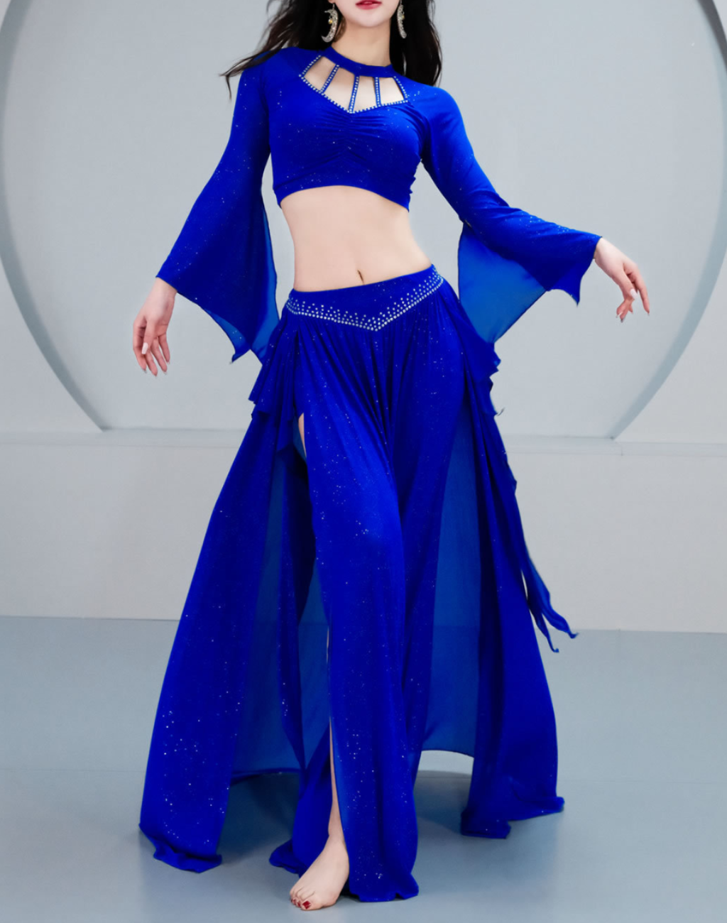 青 ビジュー装飾ベリーダンスセット 【公式通販】 青 ビジュー装飾ベリーダンスセット 【公式通販】