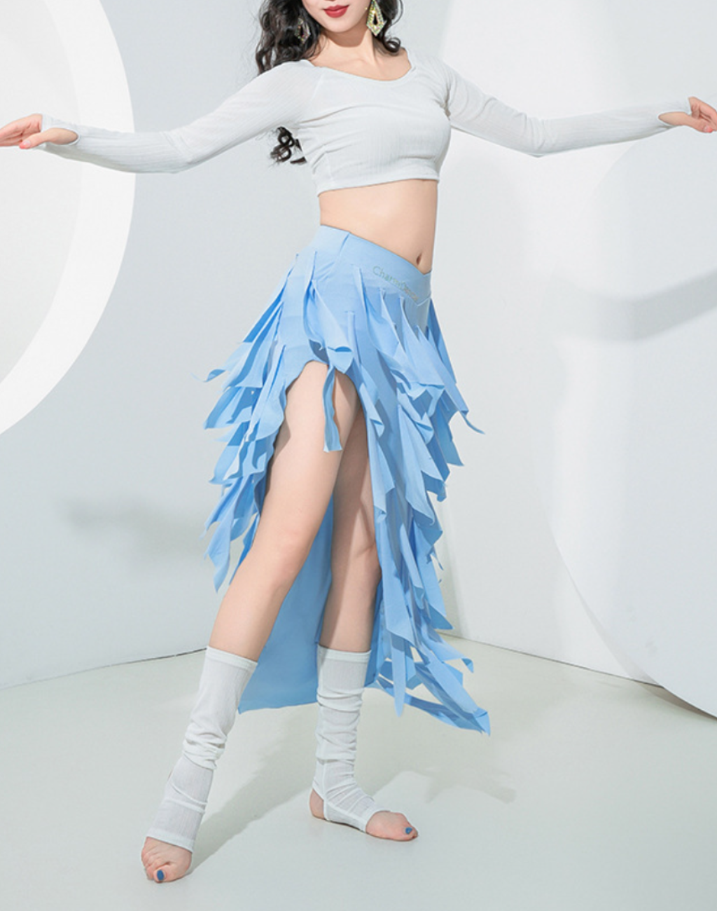 ベリーダンス衣装水色フリンジ ベリーダンス衣装水色フリンジ