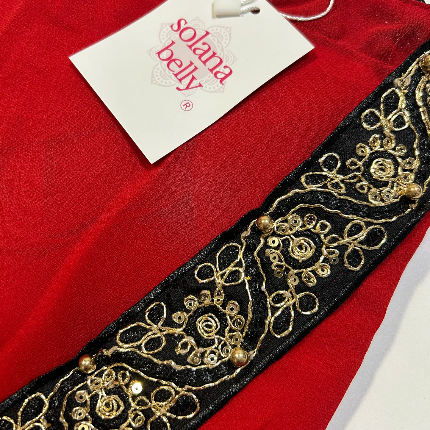 【送料無料】 即納 ベリーダンス 前開き ガラベーヤ アバヤ 初心者 衣装 レッスン着 ワンピ―ス オリエンタル 発表会 レッド CS0022RD