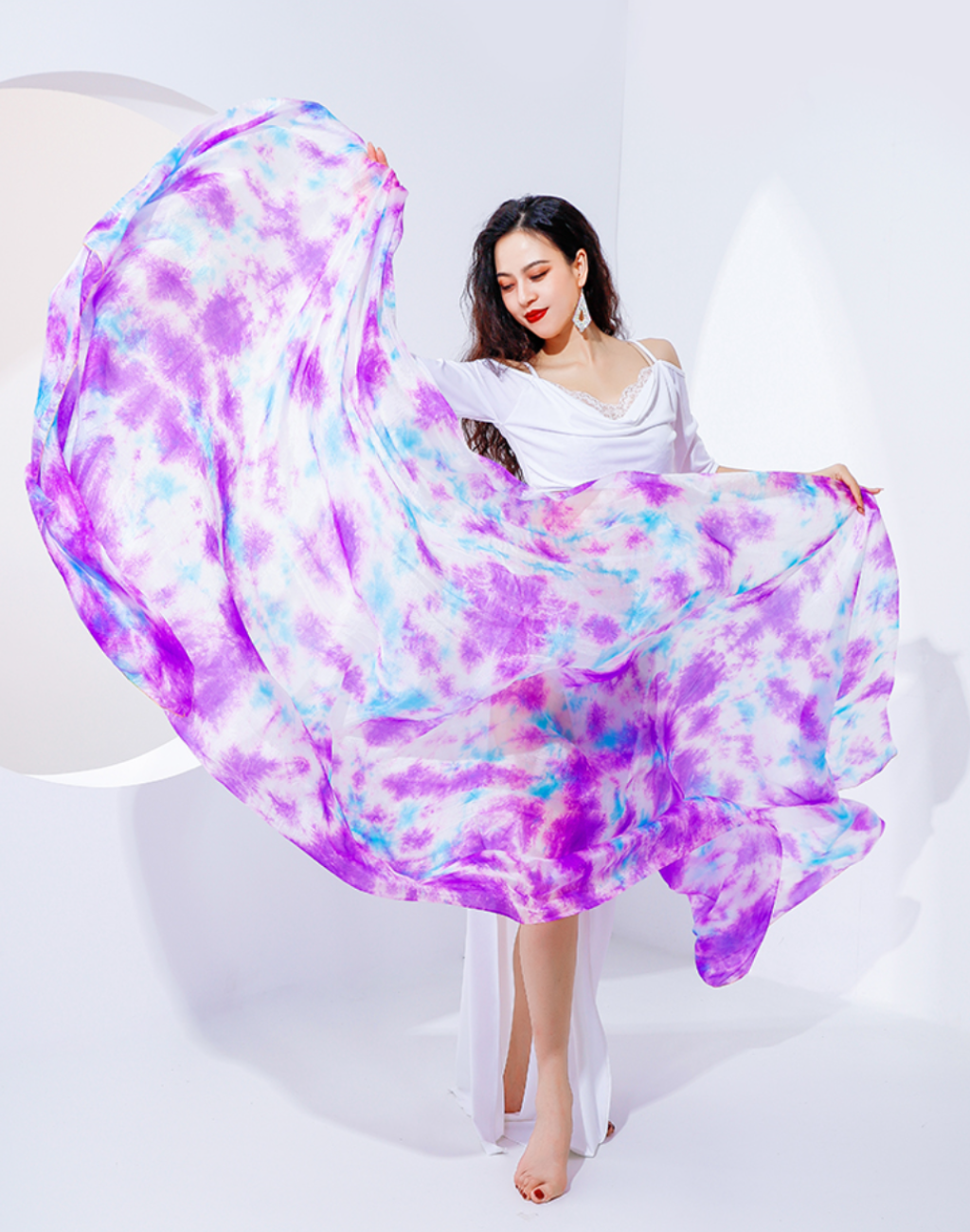 ベリーダンス シルクベール タイダイ パープル ミックス SV0003