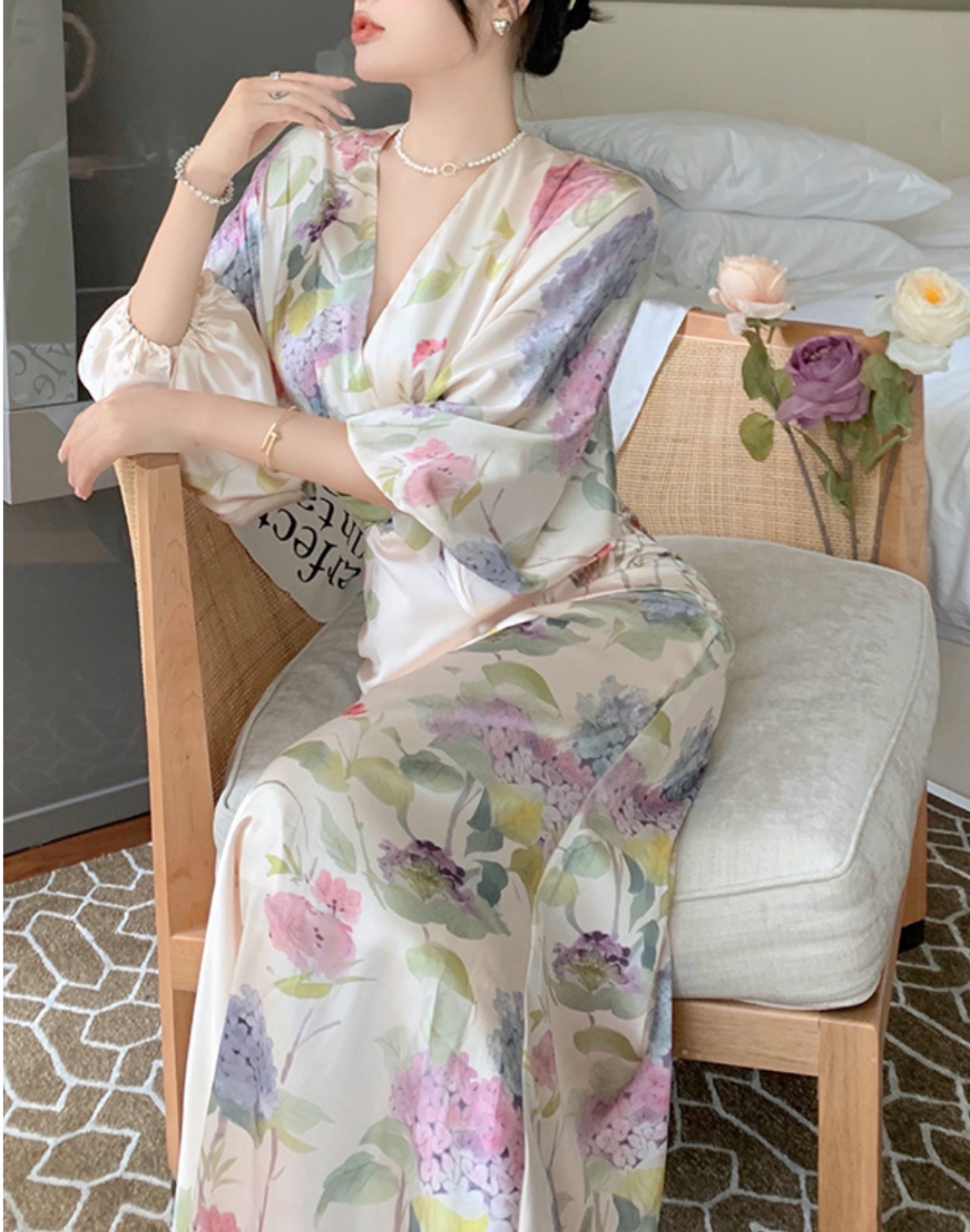 ベリーダンス 紫陽花 オリエンタル ガラベーヤ ワンピース AP0075