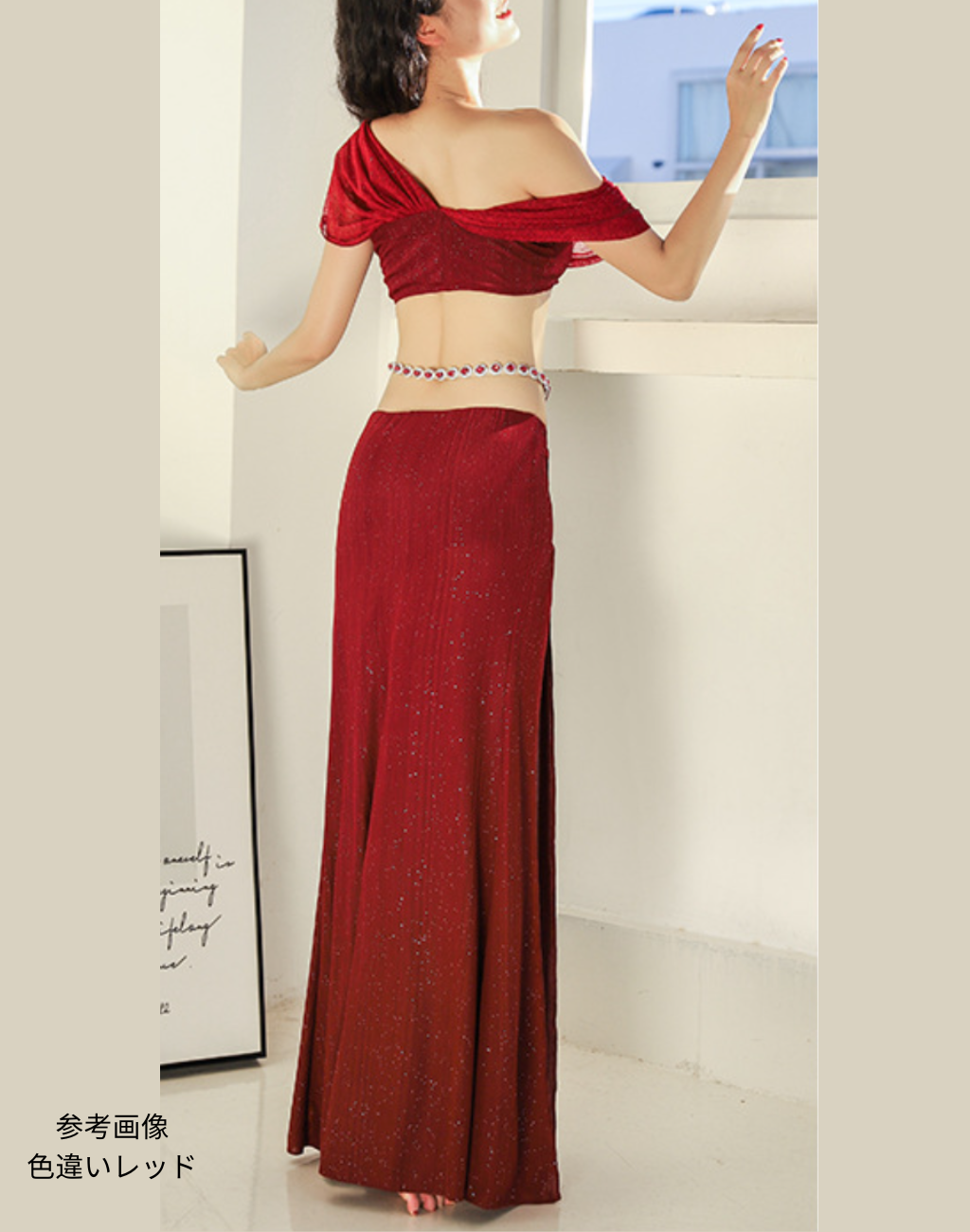 ベリーダンス衣装にもなるベリーダンスレッスン着 初心者 即納 レッスンウェア トップス&スカート セットアップ おしゃれ 可愛い ホワイト 白LW0108WH