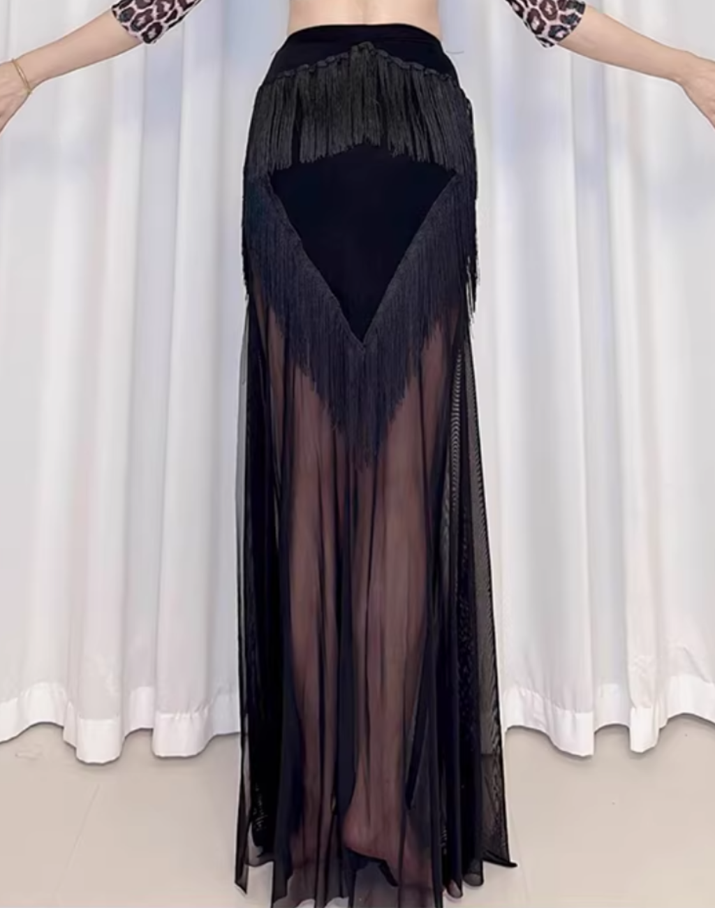 レッスン着　セットアップ　フリンジ　レオパード　LW0139GR