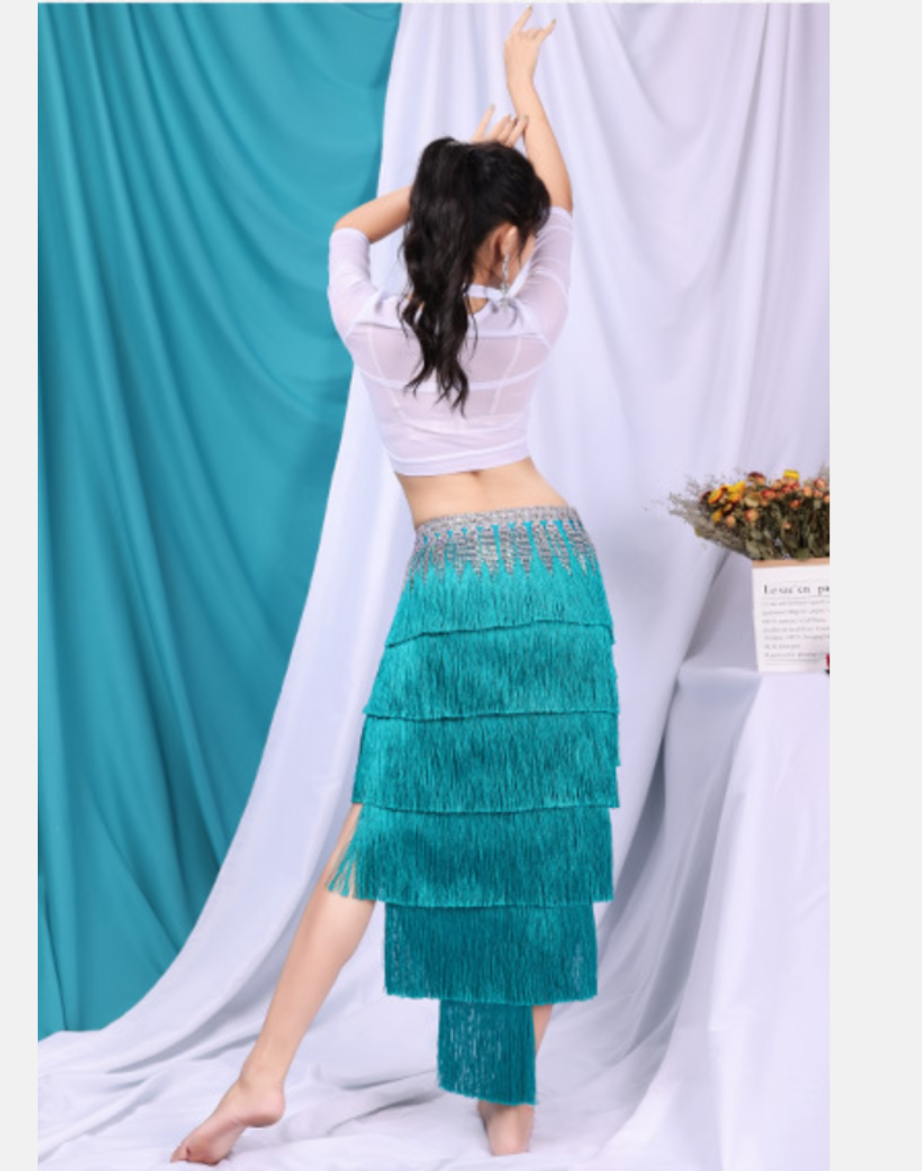 ベリーダンス衣装水色フリンジ ベリーダンス衣装水色フリンジ