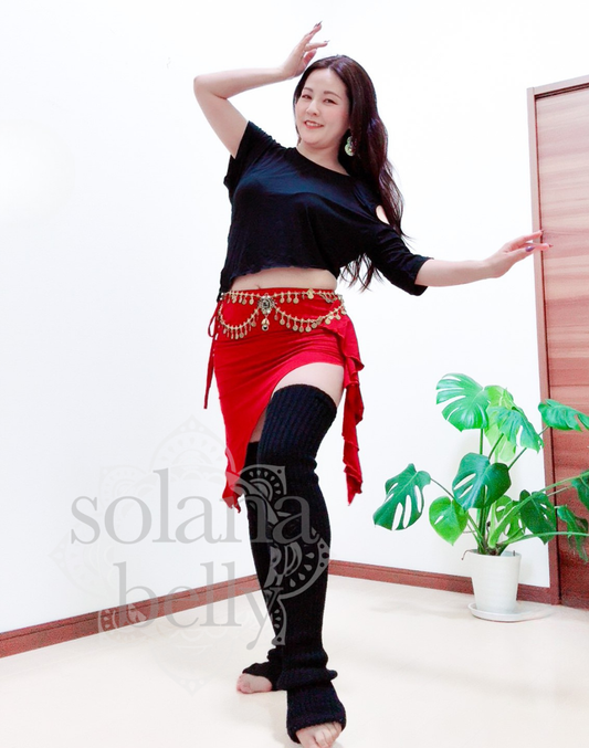 ベリーダンス　レッスン着　ブラック／レッド　LW0131BK