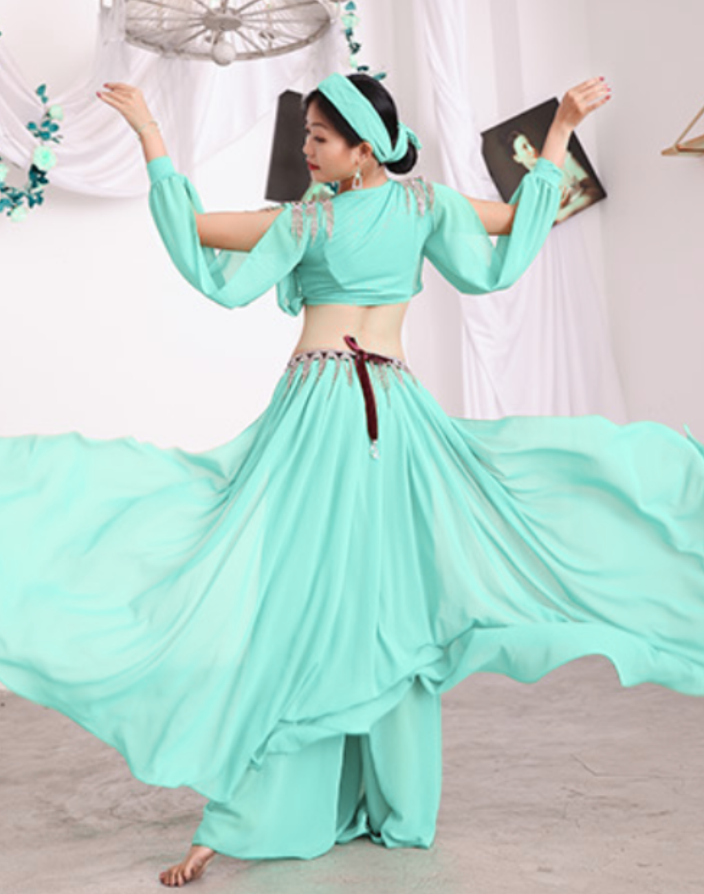 ベリーダンス衣装HALLAH ラベンダー色とミントグリーン ベリーダンス