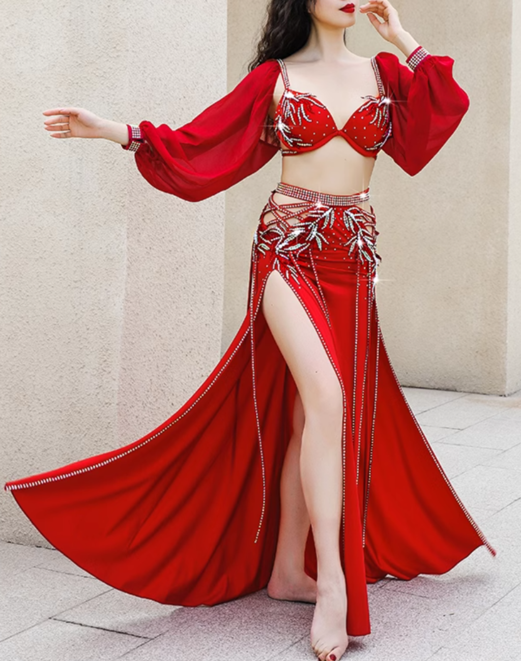 POLINA ベリーダンス衣装 赤 POLINA ベリーダンス衣装 赤