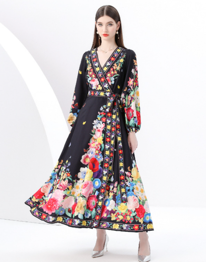 ガラベーヤ　ラップワンピース　ブラック　AP0133BK