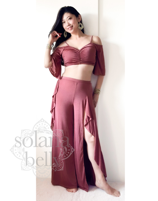 レッスン着　ワイドパンツセットアップ　ローズレッド　LW0128RD