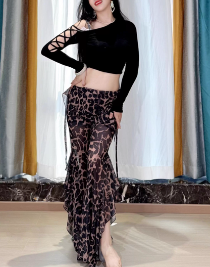 レッスン着　ワイドパンツセットアップ　レオパード　LW0137