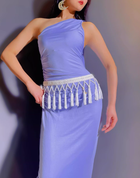 フリンジ　ヒップスカーフ　ホワイト 　LW0138