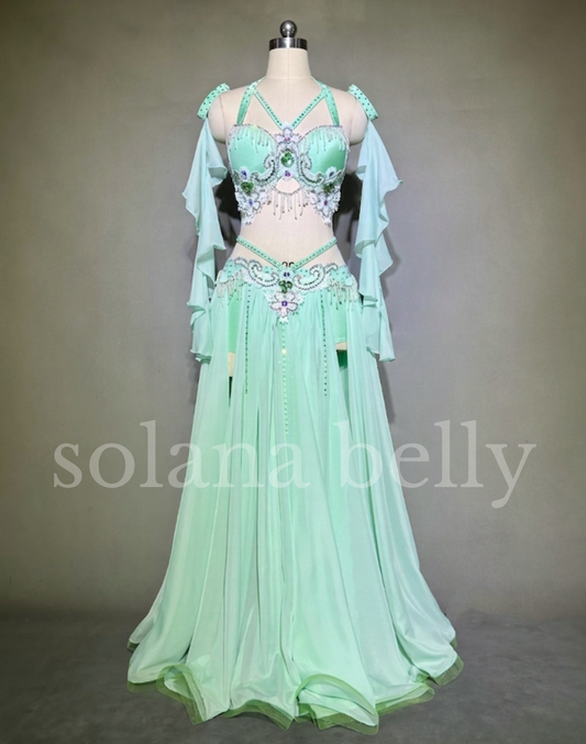 【即納】ベリーダンス衣装　オリエンタル　ミントグリーン　CS0063MT