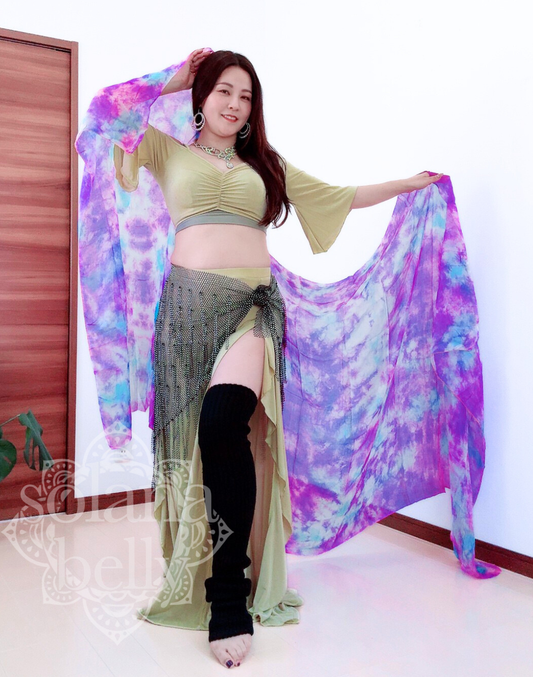 ベリーダンス　シルクベール　タイダイ　パープル　ミックス　SV0003