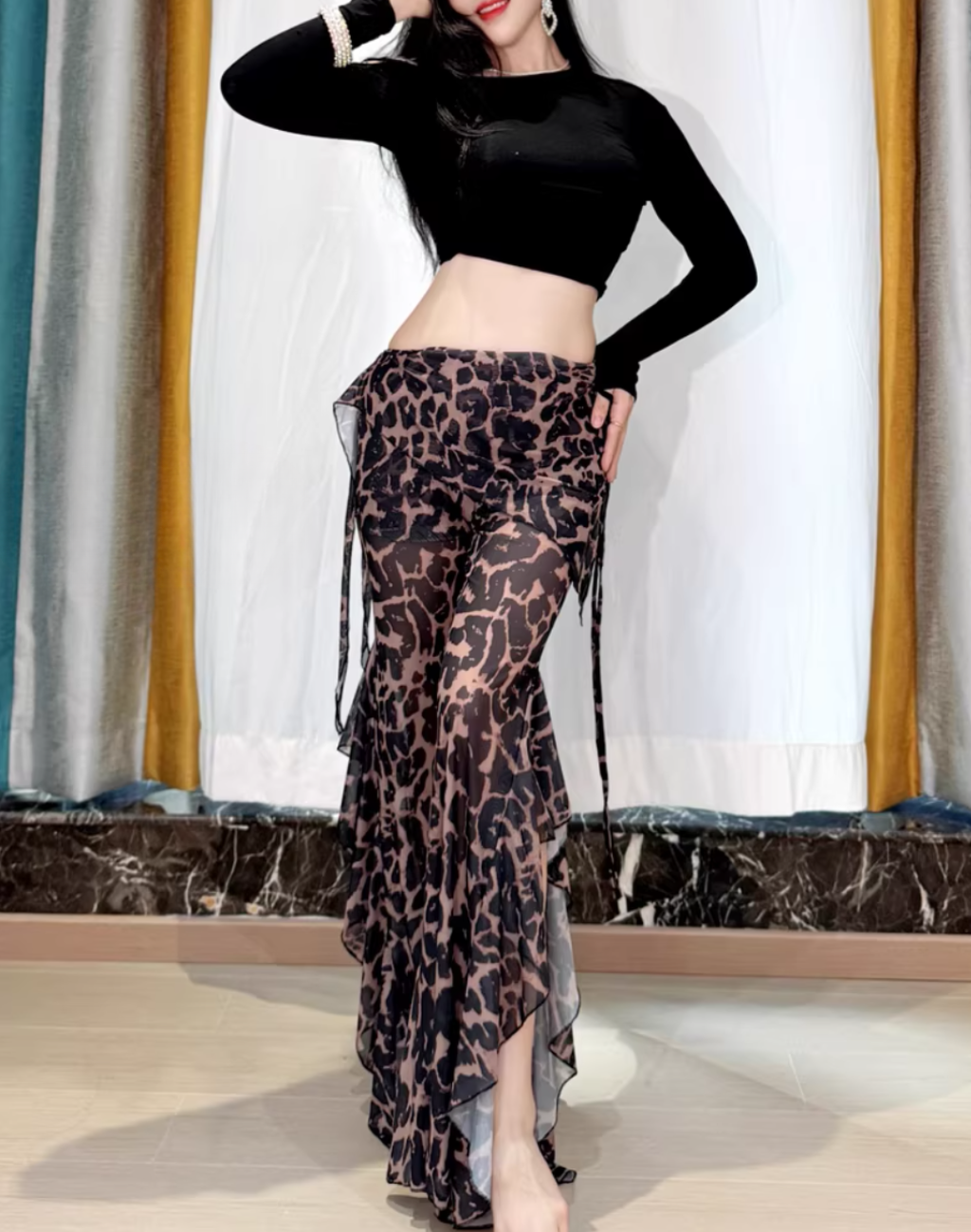 レッスン着　ワイドパンツセットアップ　レオパード　LW0137