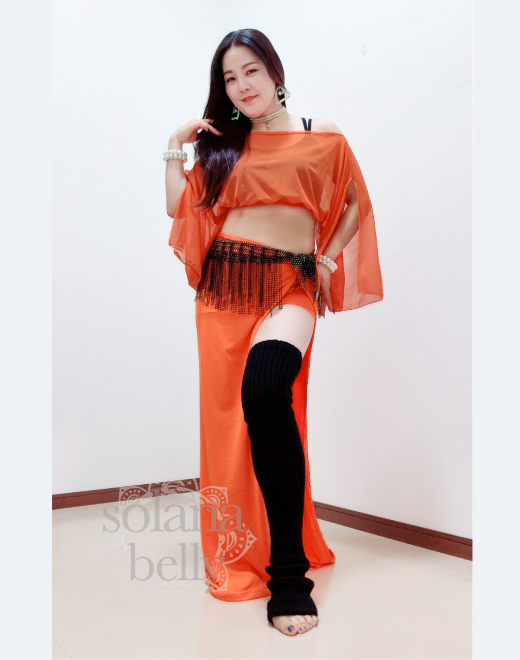 ベリーダンス　レッスン着　セットアップ　オレンジ　LW0185OR