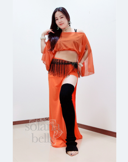 ベリーダンス　レッスン着　セットアップ　オレンジ　LW0185OR