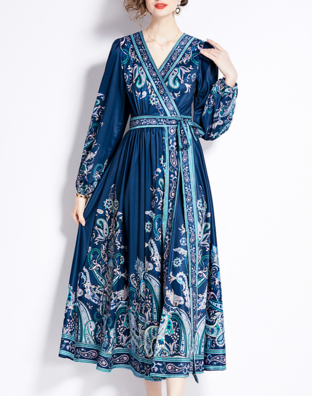 ガラベーヤ　ラップワンピース　ブルーグリーン　AP0134GR