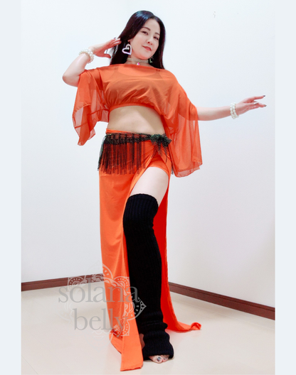 ベリーダンス　レッスン着　セットアップ　オレンジ　LW0185OR