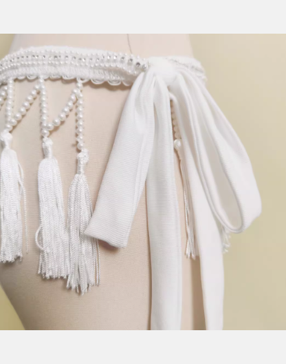 フリンジ　ヒップスカーフ　ホワイト 　LW0138
