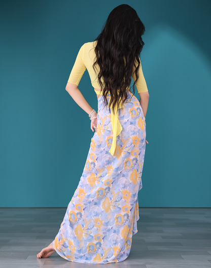 レッスン着　花柄　イエロー／ブルー　LW0137YE