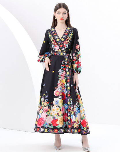 ガラベーヤ　ラップワンピース　ブラック　AP0133BK