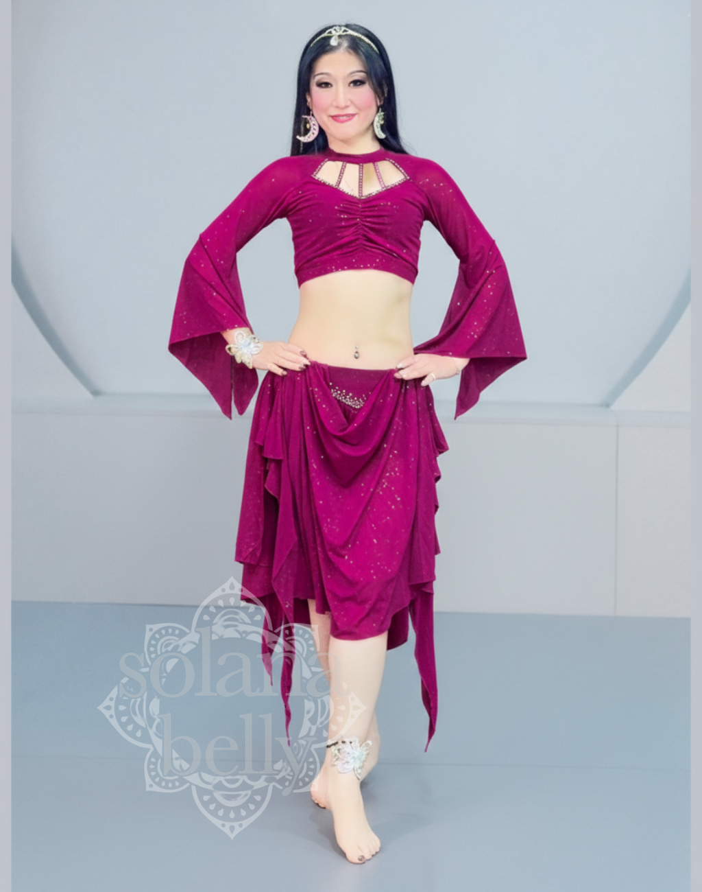 レッスン着　ビジュー　セットアップ　ピンク　LW0121PK