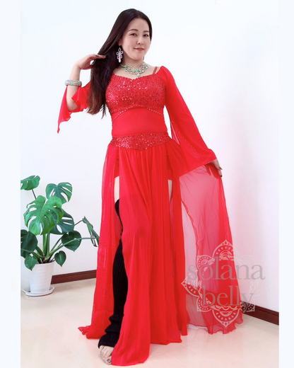 BLACK FRIDAY SALE　レッスン着　スパンコール　セットアップ　レッド 　LW0174RD