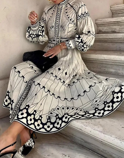 【OUTLET】クラシカルモノトーン　ガラベーヤワンピース　AP0148WH