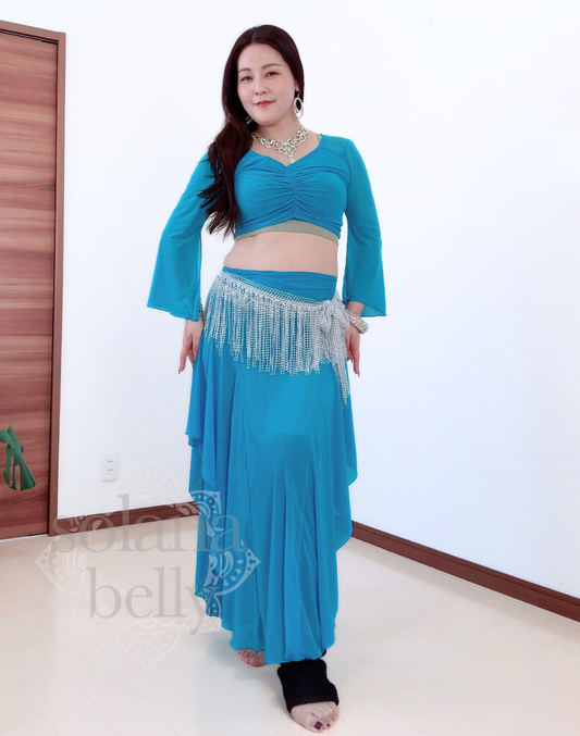 ベリーダンス　レッスン着　ライトブルー　LW0141BU
