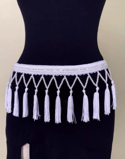 フリンジ　ヒップスカーフ　ホワイト 　LW0138