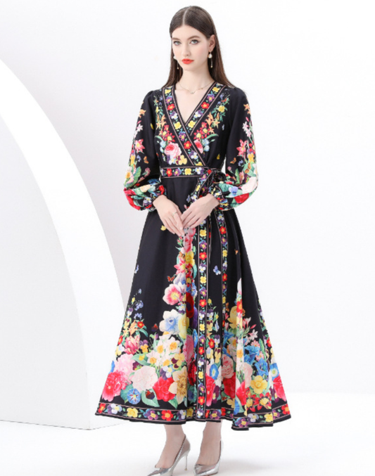 ガラベーヤ　ラップワンピース　ブラック　AP0133BK