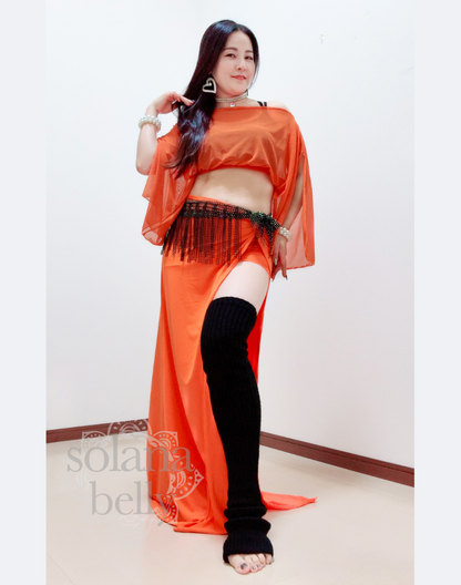 ベリーダンス　レッスン着　セットアップ　オレンジ　LW0185OR