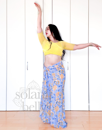 レッスン着　花柄　イエロー／ブルー　LW0137YE