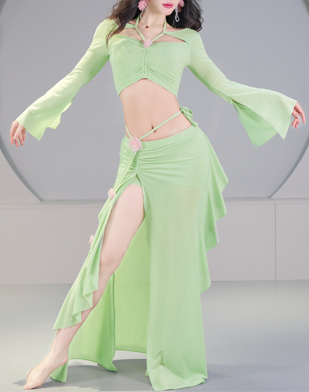 送料無料】軽やかなミントグリーンの2wayセットアップ｜ベリーダンス