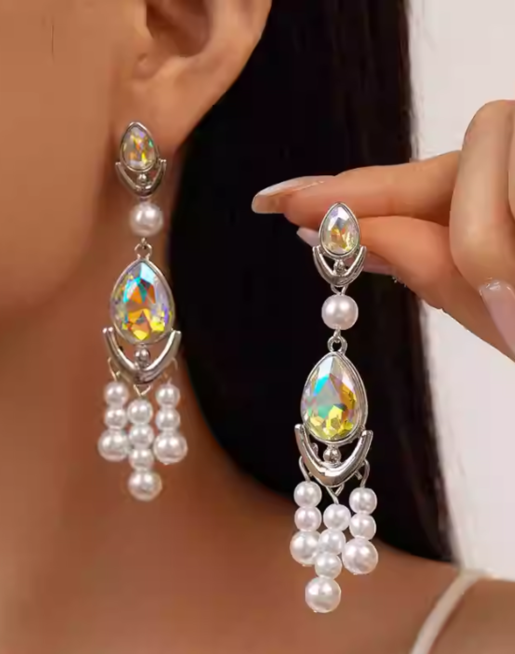 パールシャンデリア　ピアス／イヤリング　AC0109E