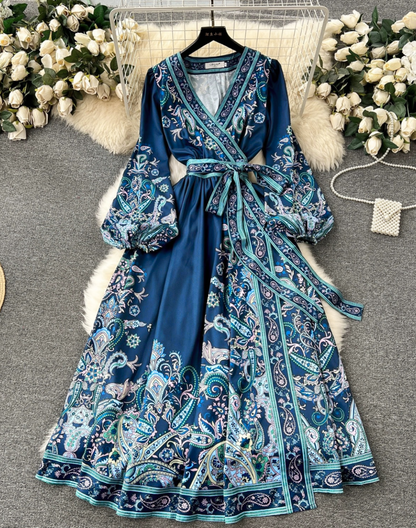 ガラベーヤ　ラップワンピース　ブルーグリーン　AP0134GR